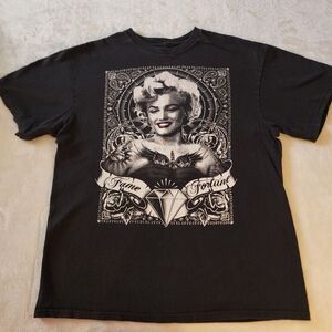 Black Graphic Tee with Marilyn Monroe Print